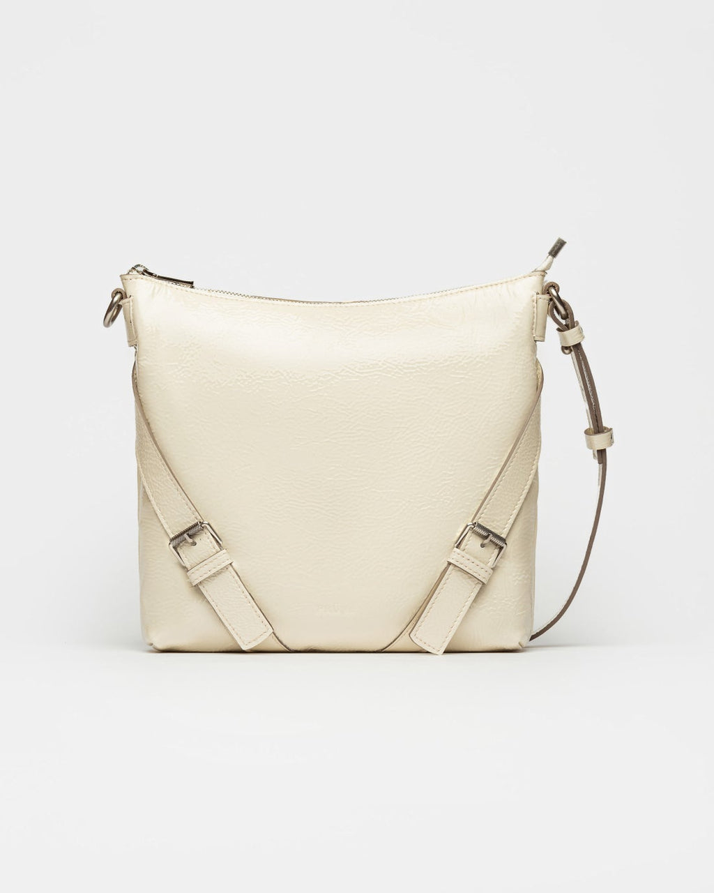 Bandolera Pocket en cuero charol arrugado