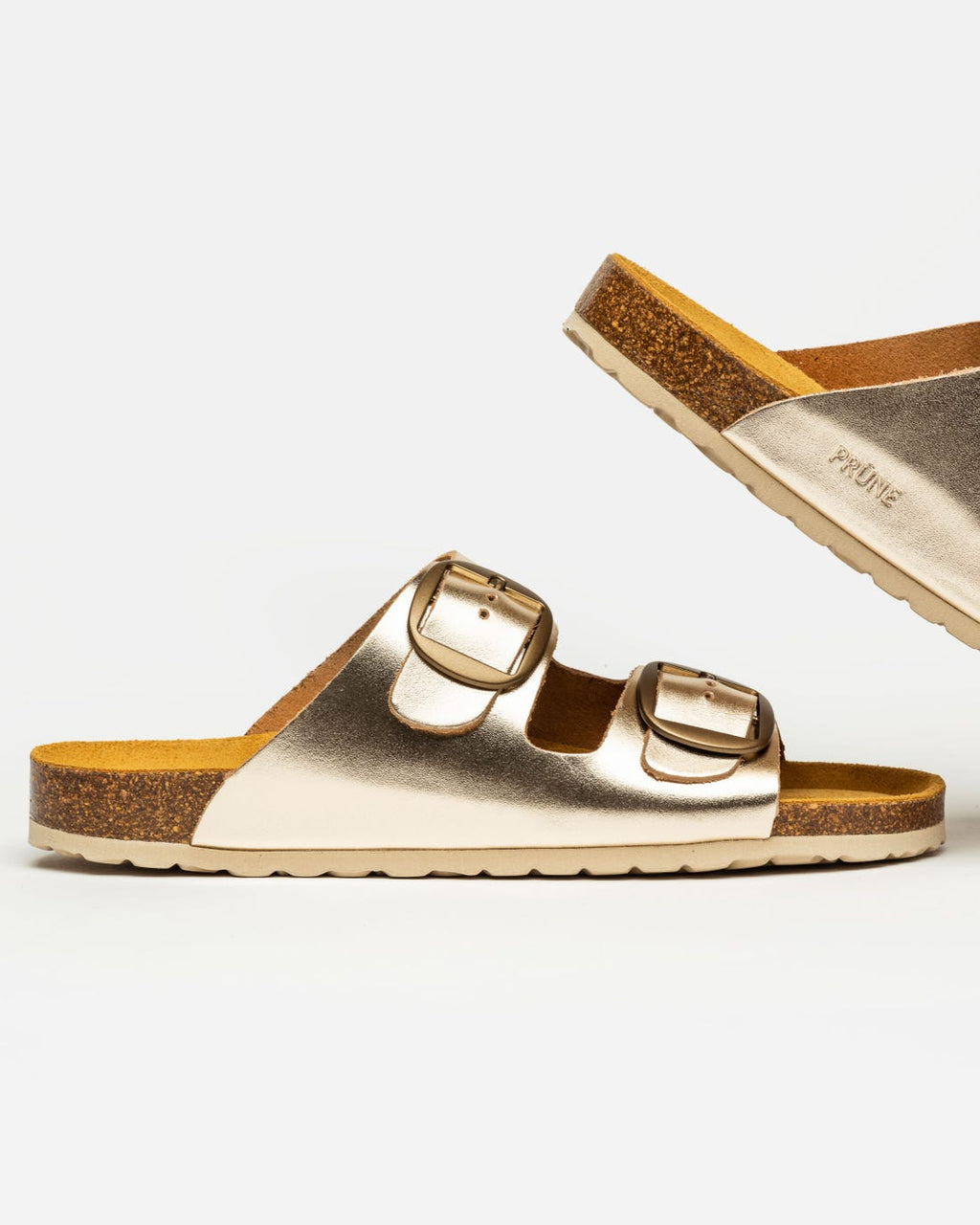 Sandalia baja Lena en cuero metalizado