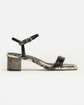 Sandalia media Lara en cuero snake print