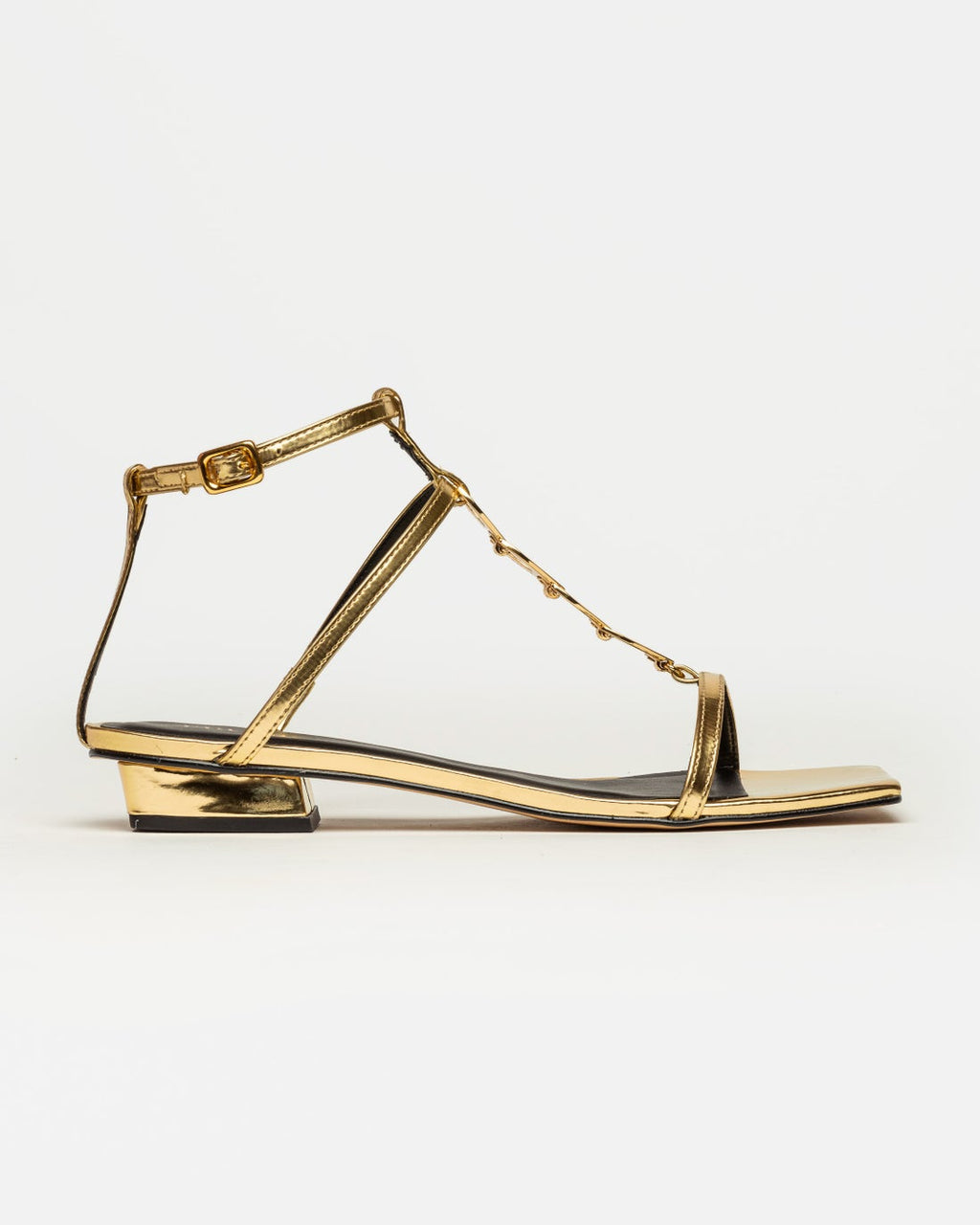 Sandalia baja Goldie en cuero metalizado