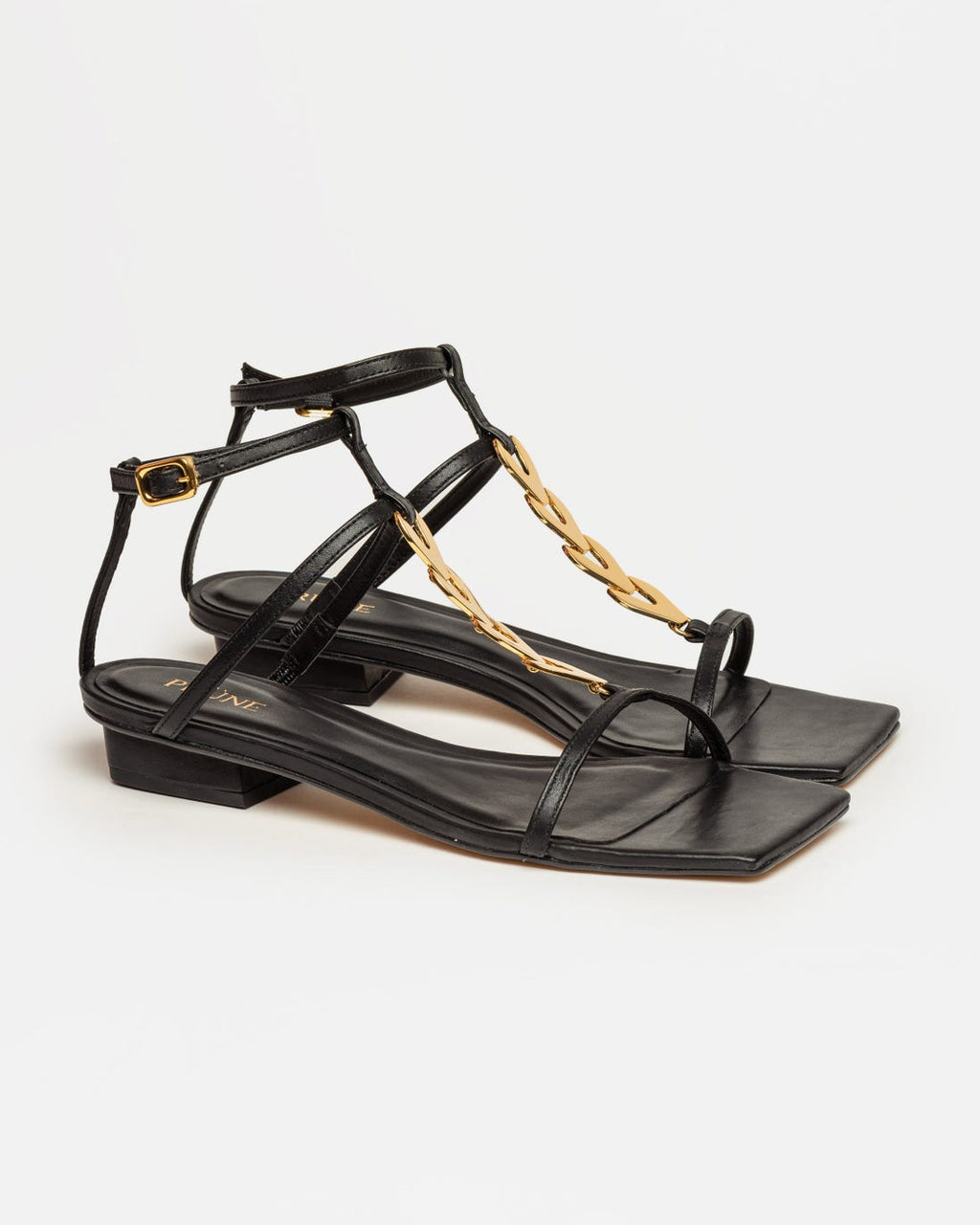 Sandalia baja Goldie en cuero liso